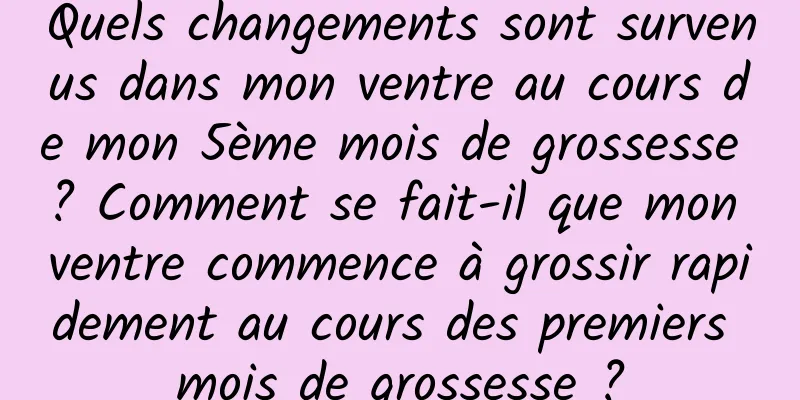 Quels changements sont survenus dans mon ventre au cours de mon 5ème mois de grossesse ? Comment se fait-il que mon ventre commence à grossir rapidement au cours des premiers mois de grossesse ?