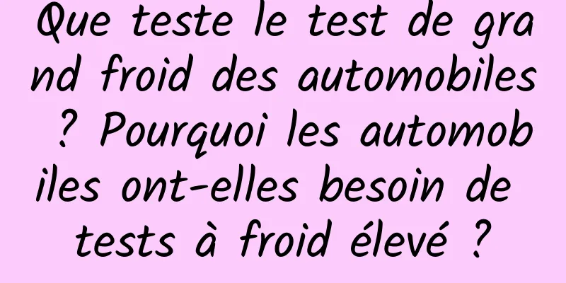 Que teste le test de grand froid des automobiles ? Pourquoi les automobiles ont-elles besoin de tests à froid élevé ?