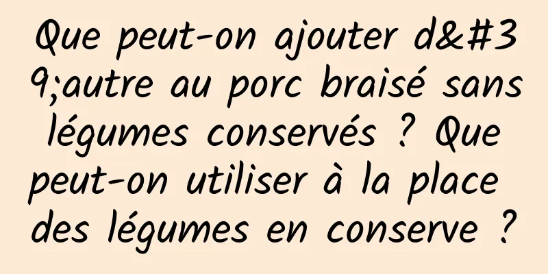 Que peut-on ajouter d'autre au porc braisé sans légumes conservés ? Que peut-on utiliser à la place des légumes en conserve ?