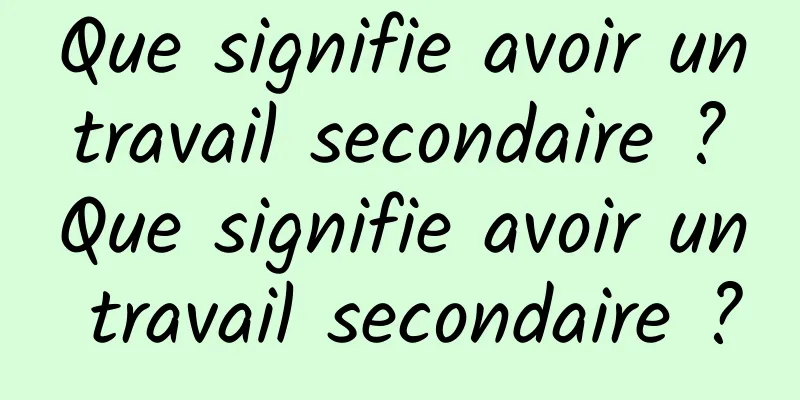 Que signifie avoir un travail secondaire ? Que signifie avoir un travail secondaire ?
