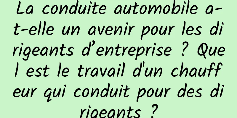 La conduite automobile a-t-elle un avenir pour les dirigeants d’entreprise ? Quel est le travail d'un chauffeur qui conduit pour des dirigeants ?