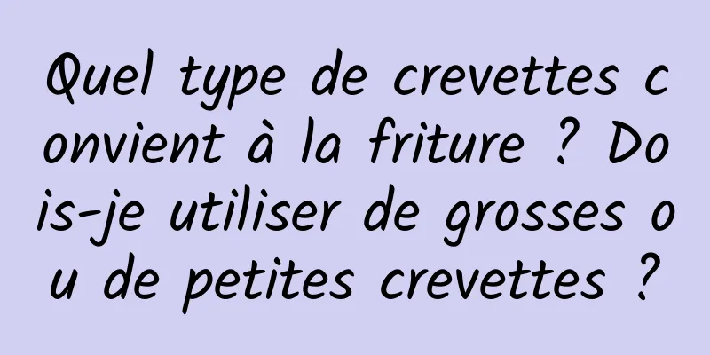 Quel type de crevettes convient à la friture ? Dois-je utiliser de grosses ou de petites crevettes ?