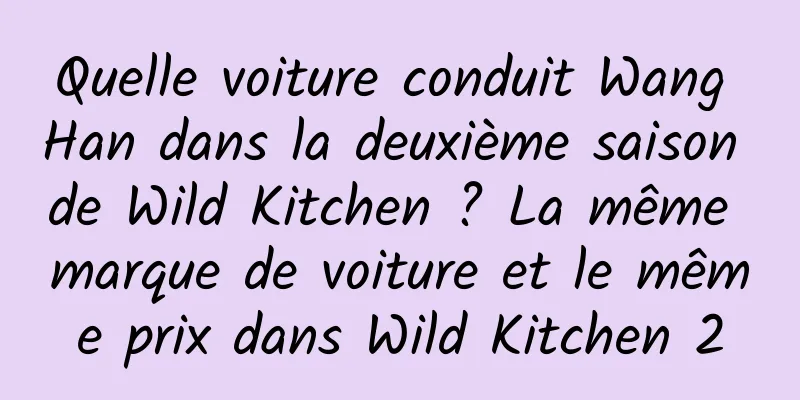 Quelle voiture conduit Wang Han dans la deuxième saison de Wild Kitchen ? La même marque de voiture et le même prix dans Wild Kitchen 2