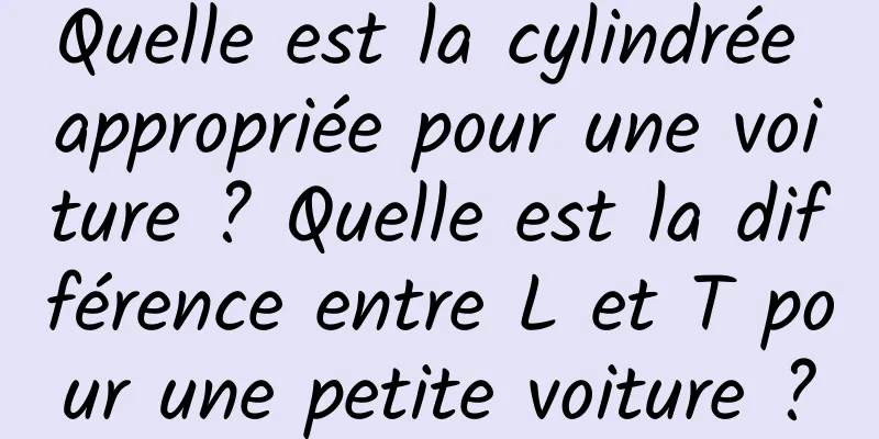 Quelle est la cylindrée appropriée pour une voiture ? Quelle est la différence entre L et T pour une petite voiture ?