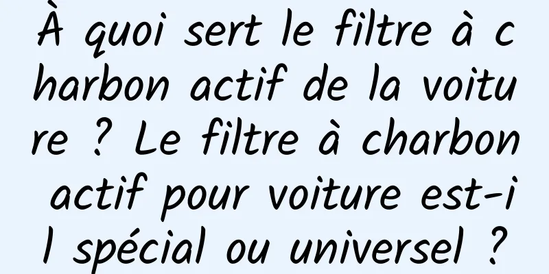 À quoi sert le filtre à charbon actif de la voiture ? Le filtre à charbon actif pour voiture est-il spécial ou universel ?