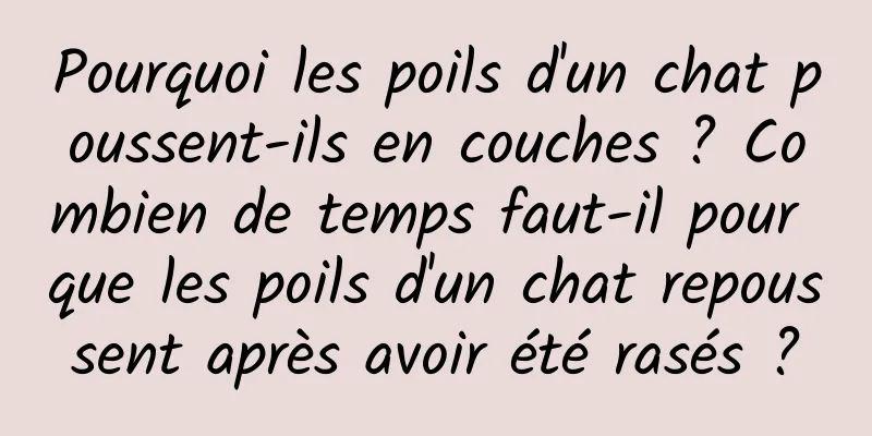 Pourquoi les poils d'un chat poussent-ils en couches ? Combien de temps faut-il pour que les poils d'un chat repoussent après avoir été rasés ?