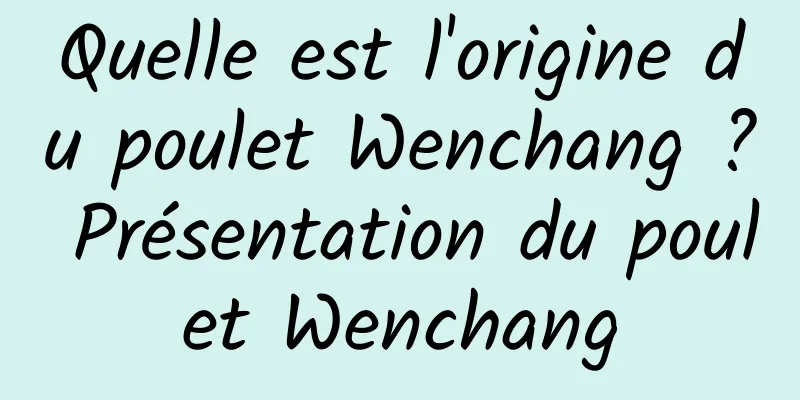 Quelle est l'origine du poulet Wenchang ? Présentation du poulet Wenchang