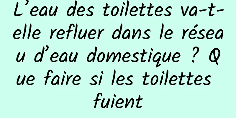 L’eau des toilettes va-t-elle refluer dans le réseau d’eau domestique ? Que faire si les toilettes fuient