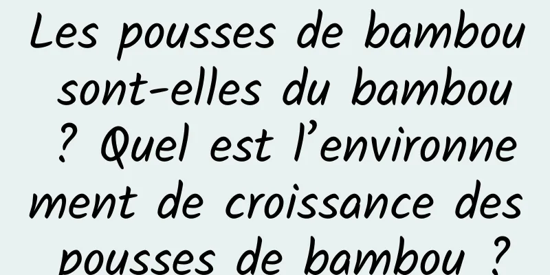 Les pousses de bambou sont-elles du bambou ? Quel est l’environnement de croissance des pousses de bambou ?