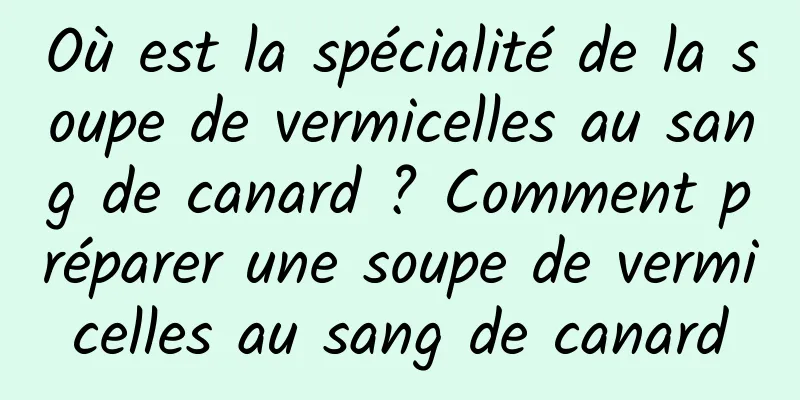 Où est la spécialité de la soupe de vermicelles au sang de canard ? Comment préparer une soupe de vermicelles au sang de canard
