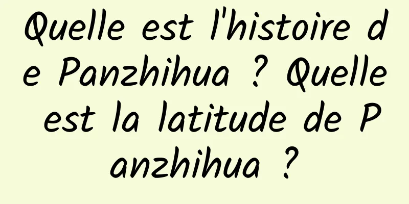 Quelle est l'histoire de Panzhihua ? Quelle est la latitude de Panzhihua ?