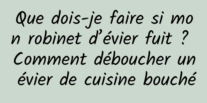Que dois-je faire si mon robinet d’évier fuit ? Comment déboucher un évier de cuisine bouché