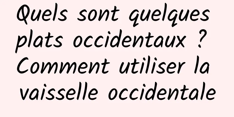 Quels sont quelques plats occidentaux ? Comment utiliser la vaisselle occidentale