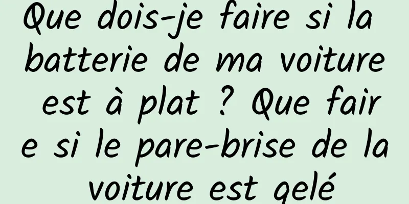Que dois-je faire si la batterie de ma voiture est à plat ? Que faire si le pare-brise de la voiture est gelé
