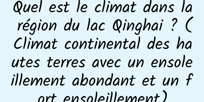 Quel est le climat dans la région du lac Qinghai ? (Climat continental des hautes terres avec un ensoleillement abondant et un fort ensoleillement)