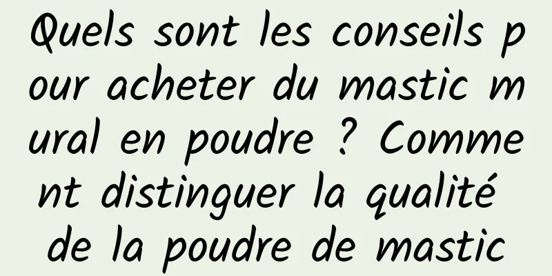 Quels sont les conseils pour acheter du mastic mural en poudre ? Comment distinguer la qualité de la poudre de mastic