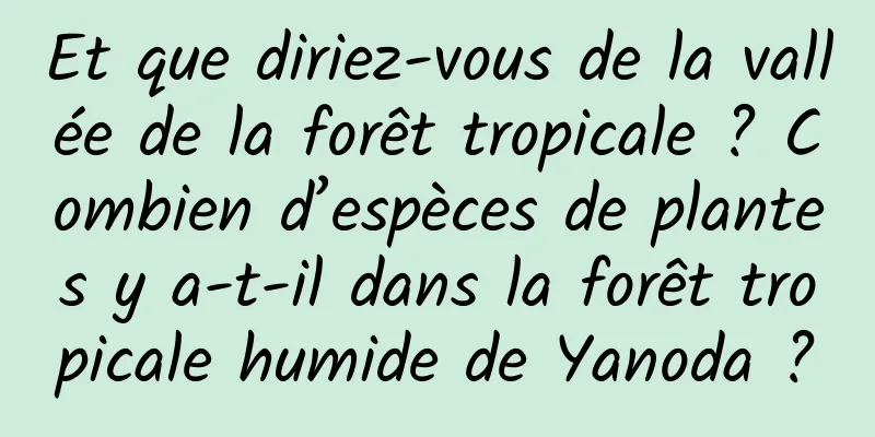Et que diriez-vous de la vallée de la forêt tropicale ? Combien d’espèces de plantes y a-t-il dans la forêt tropicale humide de Yanoda ?