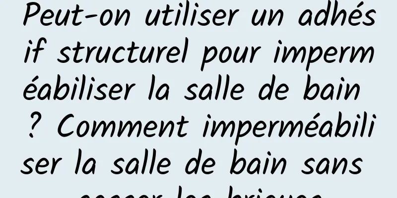 Peut-on utiliser un adhésif structurel pour imperméabiliser la salle de bain ? Comment imperméabiliser la salle de bain sans casser les briques