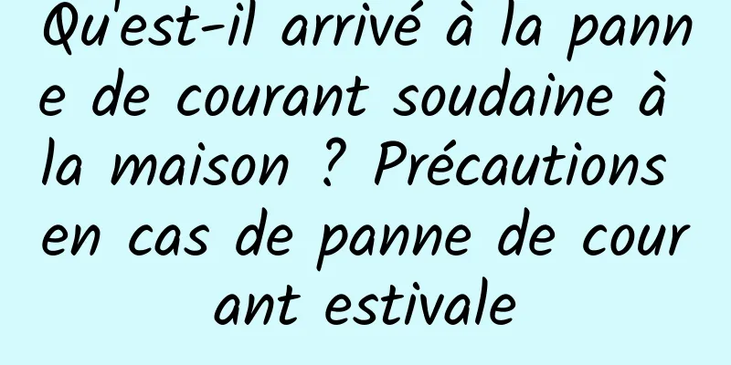 Qu'est-il arrivé à la panne de courant soudaine à la maison ? Précautions en cas de panne de courant estivale