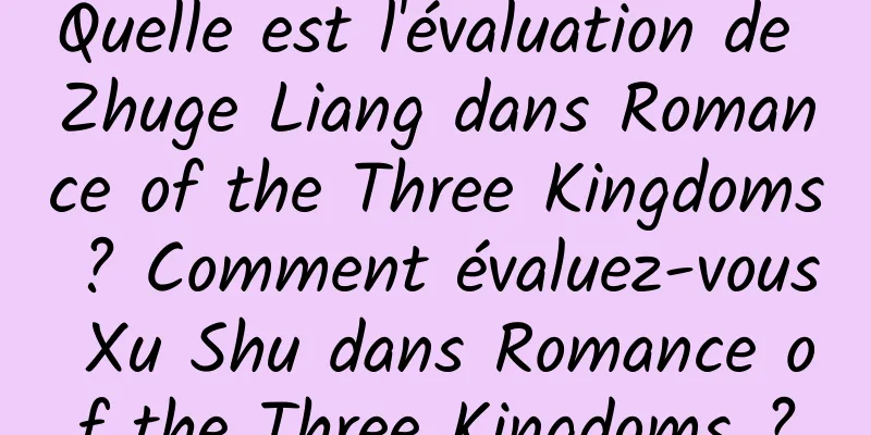 Quelle est l'évaluation de Zhuge Liang dans Romance of the Three Kingdoms ? Comment évaluez-vous Xu Shu dans Romance of the Three Kingdoms ?