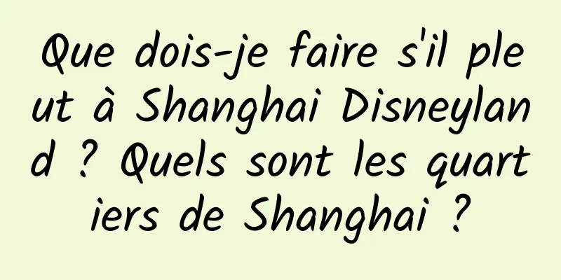 Que dois-je faire s'il pleut à Shanghai Disneyland ? Quels sont les quartiers de Shanghai ?