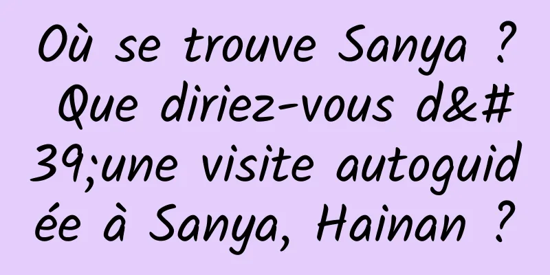Où se trouve Sanya ? Que diriez-vous d'une visite autoguidée à Sanya, Hainan ?