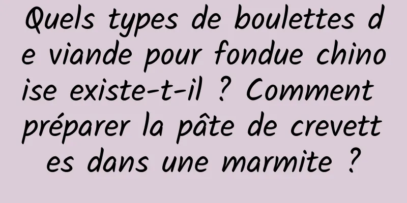 Quels types de boulettes de viande pour fondue chinoise existe-t-il ? Comment préparer la pâte de crevettes dans une marmite ?