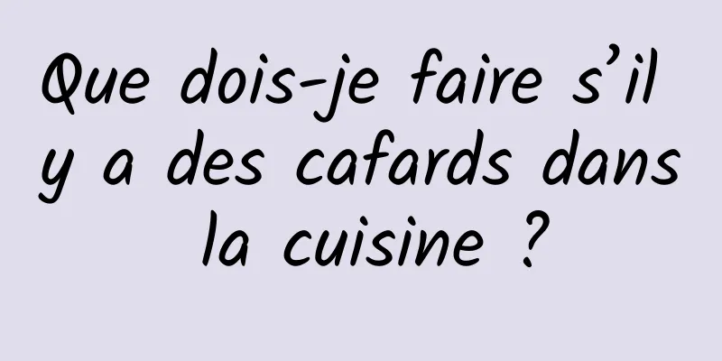 Que dois-je faire s’il y a des cafards dans la cuisine ?
