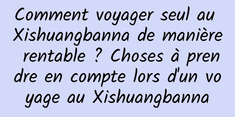 Comment voyager seul au Xishuangbanna de manière rentable ? Choses à prendre en compte lors d'un voyage au Xishuangbanna