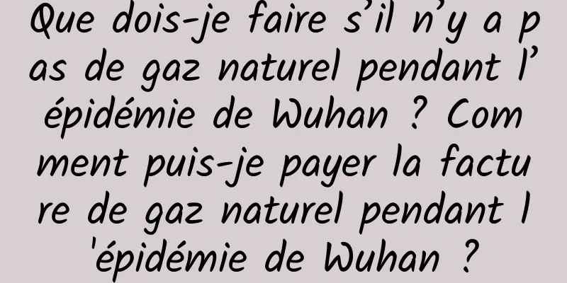 Que dois-je faire s’il n’y a pas de gaz naturel pendant l’épidémie de Wuhan ? Comment puis-je payer la facture de gaz naturel pendant l'épidémie de Wuhan ?