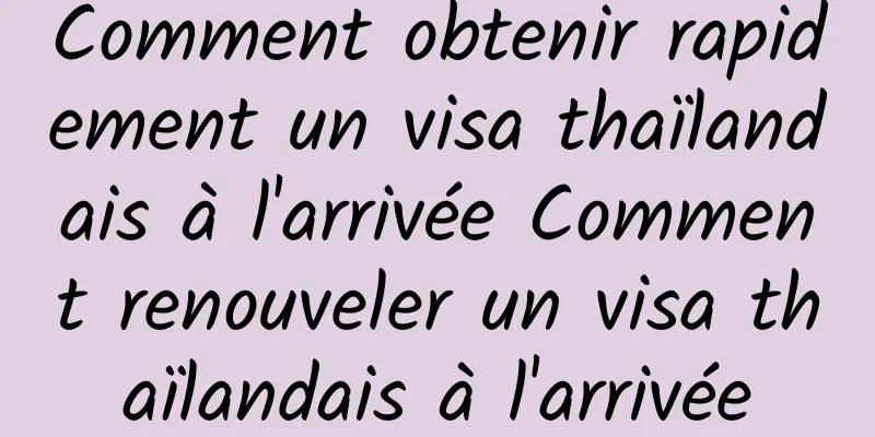 Comment obtenir rapidement un visa thaïlandais à l'arrivée Comment renouveler un visa thaïlandais à l'arrivée
