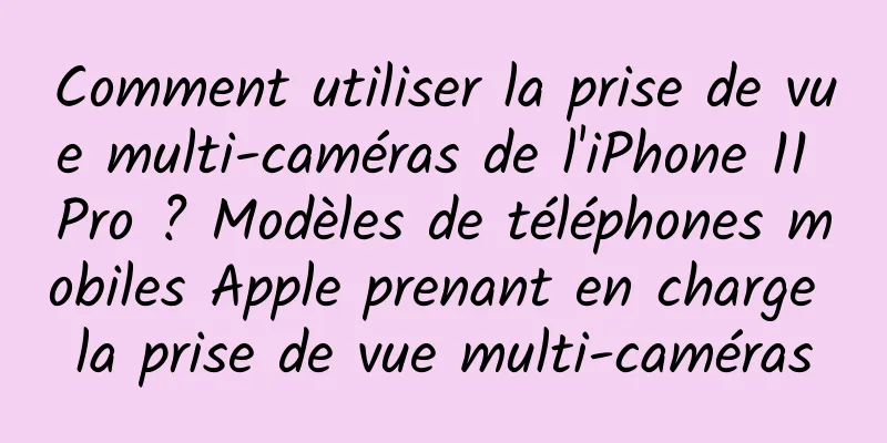 Comment utiliser la prise de vue multi-caméras de l'iPhone 11 Pro ? Modèles de téléphones mobiles Apple prenant en charge la prise de vue multi-caméras