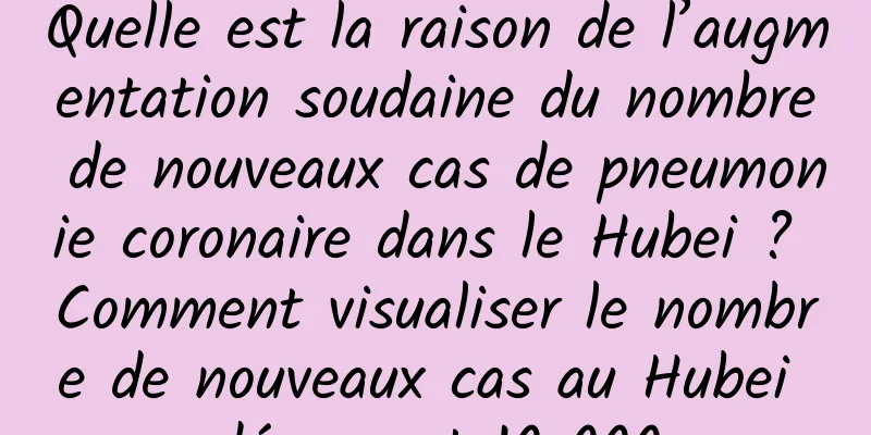 Quelle est la raison de l’augmentation soudaine du nombre de nouveaux cas de pneumonie coronaire dans le Hubei ? Comment visualiser le nombre de nouveaux cas au Hubei dépassant 10 000