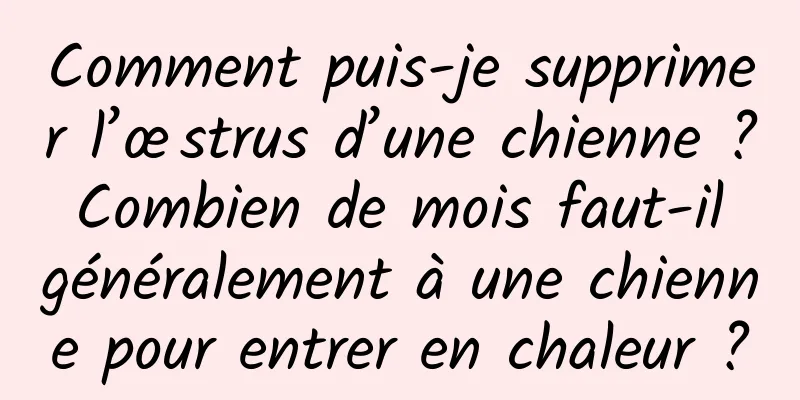 Comment puis-je supprimer l’œstrus d’une chienne ? Combien de mois faut-il généralement à une chienne pour entrer en chaleur ?