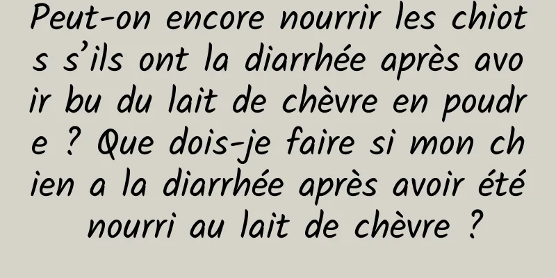 Peut-on encore nourrir les chiots s’ils ont la diarrhée après avoir bu du lait de chèvre en poudre ? Que dois-je faire si mon chien a la diarrhée après avoir été nourri au lait de chèvre ?