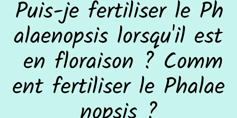 Puis-je fertiliser le Phalaenopsis lorsqu'il est en floraison ? Comment fertiliser le Phalaenopsis ?