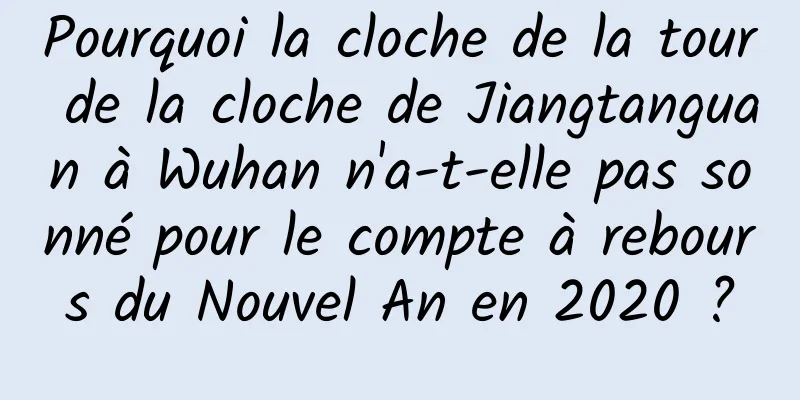 Pourquoi la cloche de la tour de la cloche de Jiangtanguan à Wuhan n'a-t-elle pas sonné pour le compte à rebours du Nouvel An en 2020 ?