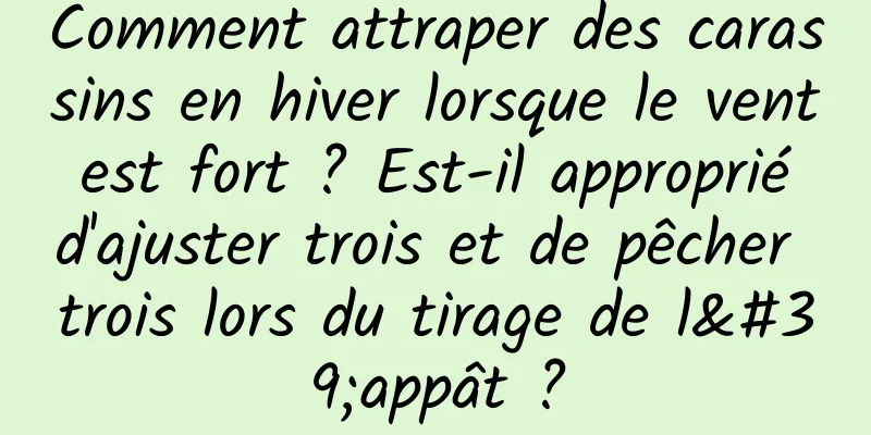 Comment attraper des carassins en hiver lorsque le vent est fort ? Est-il approprié d'ajuster trois et de pêcher trois lors du tirage de l'appât ?