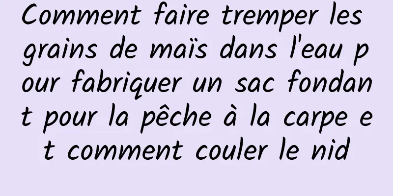 Comment faire tremper les grains de maïs dans l'eau pour fabriquer un sac fondant pour la pêche à la carpe et comment couler le nid