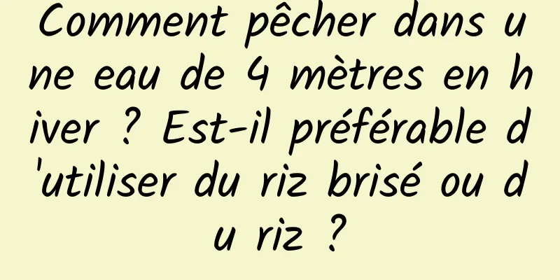 Comment pêcher dans une eau de 4 mètres en hiver ? Est-il préférable d'utiliser du riz brisé ou du riz ?