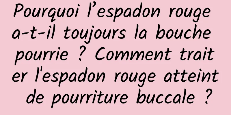 Pourquoi l’espadon rouge a-t-il toujours la bouche pourrie ? Comment traiter l'espadon rouge atteint de pourriture buccale ?
