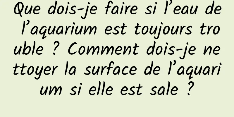 Que dois-je faire si l’eau de l’aquarium est toujours trouble ? Comment dois-je nettoyer la surface de l’aquarium si elle est sale ?