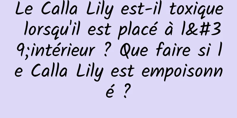 Le Calla Lily est-il toxique lorsqu'il est placé à l'intérieur ? Que faire si le Calla Lily est empoisonné ?