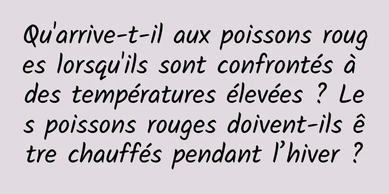 Qu'arrive-t-il aux poissons rouges lorsqu'ils sont confrontés à des températures élevées ? Les poissons rouges doivent-ils être chauffés pendant l’hiver ?