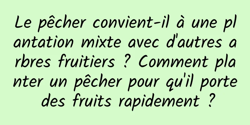 Le pêcher convient-il à une plantation mixte avec d'autres arbres fruitiers ? Comment planter un pêcher pour qu'il porte des fruits rapidement ?