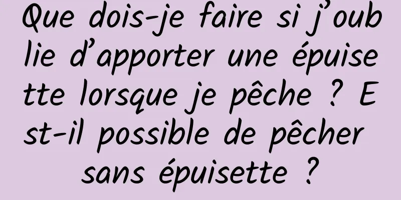 Que dois-je faire si j’oublie d’apporter une épuisette lorsque je pêche ? Est-il possible de pêcher sans épuisette ?