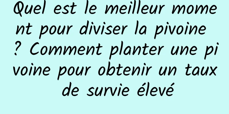 Quel est le meilleur moment pour diviser la pivoine ? Comment planter une pivoine pour obtenir un taux de survie élevé