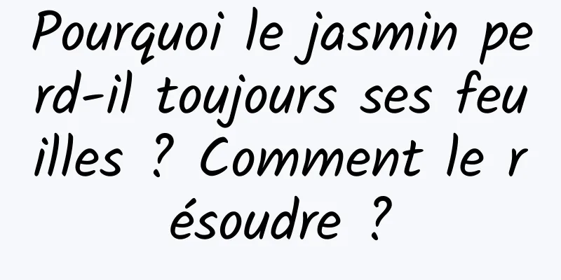 Pourquoi le jasmin perd-il toujours ses feuilles ? Comment le résoudre ?