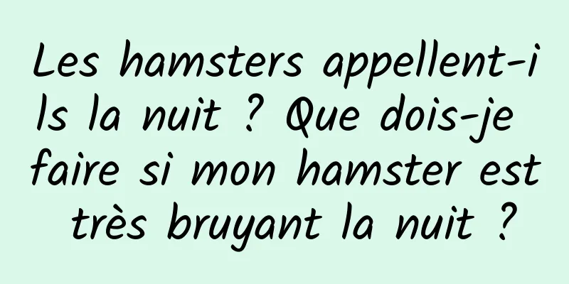 Les hamsters appellent-ils la nuit ? Que dois-je faire si mon hamster est très bruyant la nuit ?