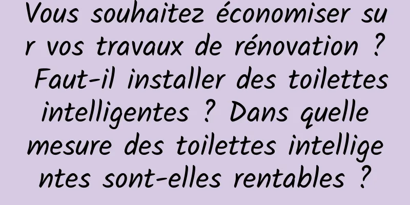 Vous souhaitez économiser sur vos travaux de rénovation ? Faut-il installer des toilettes intelligentes ? Dans quelle mesure des toilettes intelligentes sont-elles rentables ?